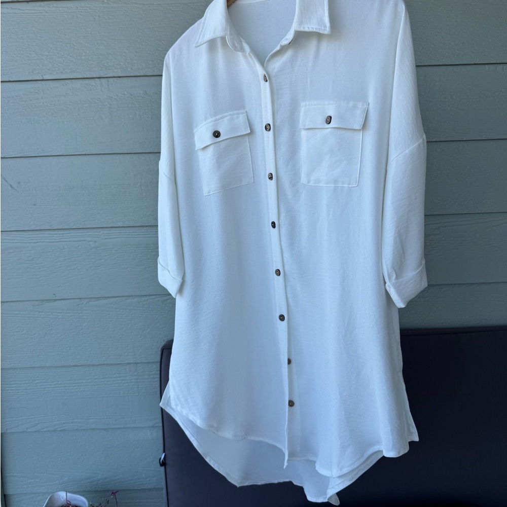 White Button-Up Shirt - Picture 3 of 15